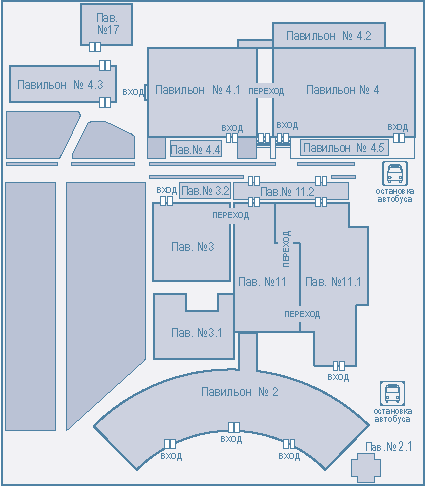 Схема расположения павильонов КВЦ Сокольники